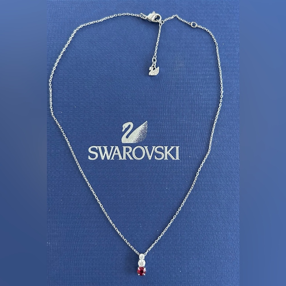 Swarovski Silver Necklace with Red Gemstone